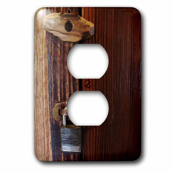 3dRose, Old Wooden Lock, 2 plug outlet cover