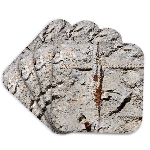 3drose, Old Rough Concrete Texture with a Corroded Metal Fittings, Set of 4 Coasters - Soft