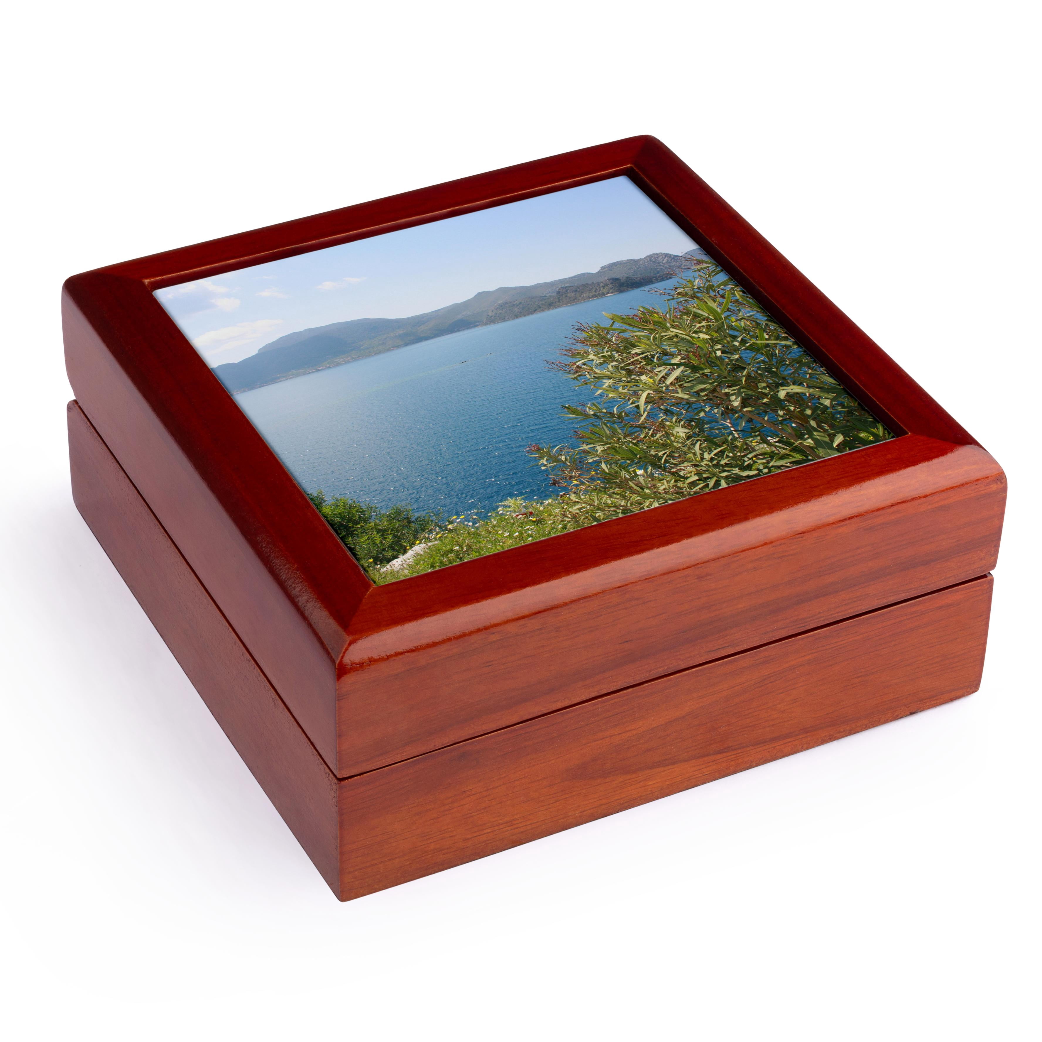 3dRose, Oleander Against The Aegean near Selimiye Bay, Jewelry Box 5.5x5.5 inch with 4 inch tile