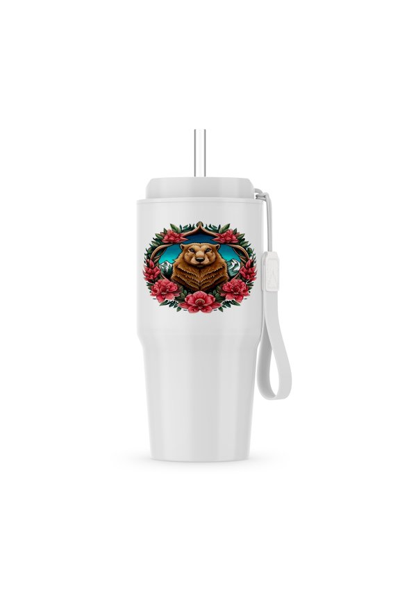 Olympic Marmot Surrounded By A Wreath Of Rhododendron , 20oz Tumbler
