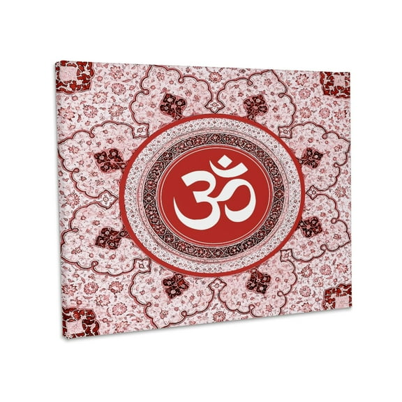 3dRose, Om symbol Mandala - Red Sacred Traditional Yoga Meditation Aum Sign, Museum Grade Canvas Wrap 10x8