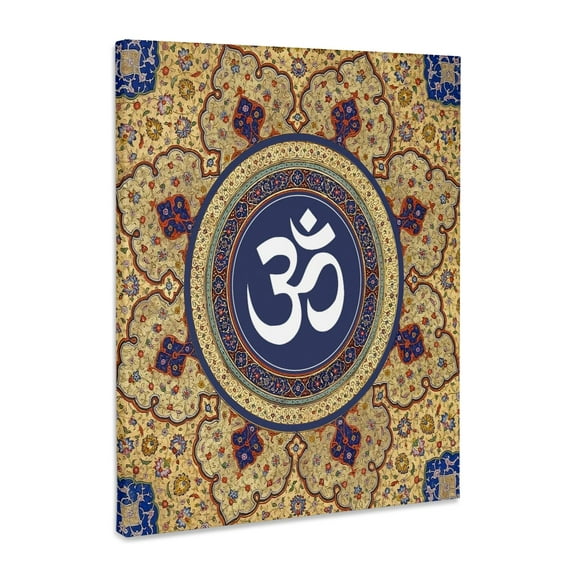 3dRose, Om symbol in Mandala - Matte Gold Sacred Religious Meditation Sign, Museum Grade Canvas Wrap 8x10