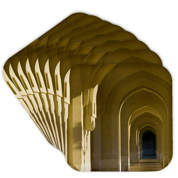 3drose, Oman, Muscat, Arabian Arches by the Sultans Palace-as27 Wbi0024 - Walter Bibikow, Set of 8 Coasters - Soft