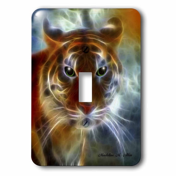 3dRose, On The Prowl -Tiger Fractalius Art, single toggle switch