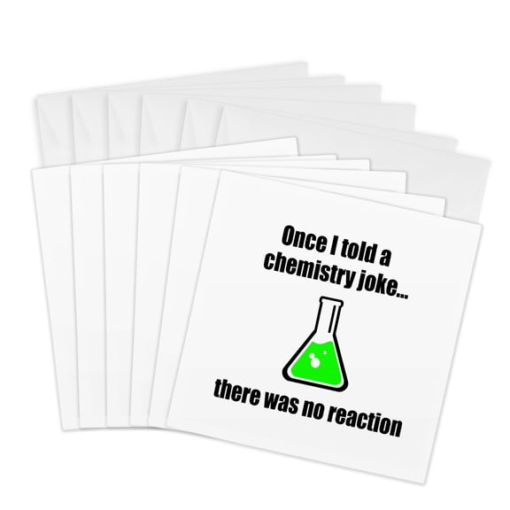 3drose, Once I Told a Joke There Was No Reaction Green, 6 Greeting Cards with Envelopes