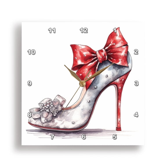 3dRose, One Glam Christmas High Heel Shoe, 15x15 Wall Clock