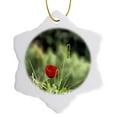 thumbnail image 1 of 3drose, One Poppy, 3 inch Snowflake Porcelain Ornament, 1 of 7