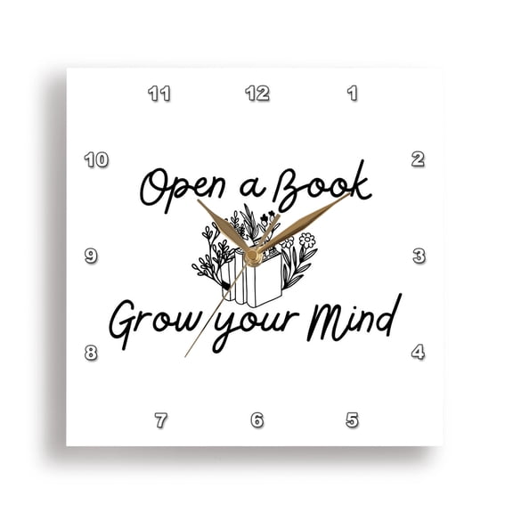 3dRose, Open a Book Grow your Mind, 15x15 Wall Clock