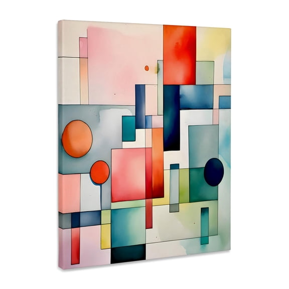 3dRose, Orange, Blue, and Green Geometric Abstract Background, Museum Grade Canvas Wrap 16x20