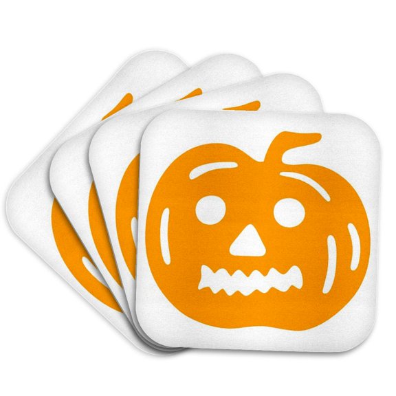 3dRose, Orange Cutout Halloween Pumpkin, Set of 4 Coasters - Soft
