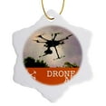thumbnail image 1 of 3drose, Orange Drone Art in the Air, 3 inch Snowflake Porcelain Ornament, 1 of 7