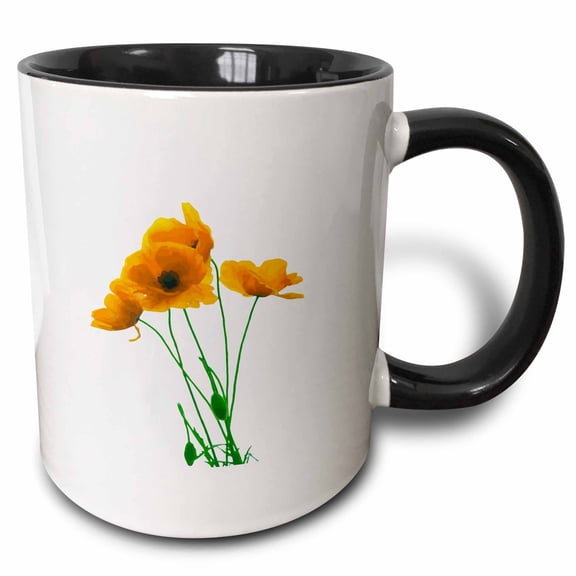 3drose, Orange Poppy Artistic Design Vector, 11oz Two-tone Black Mug