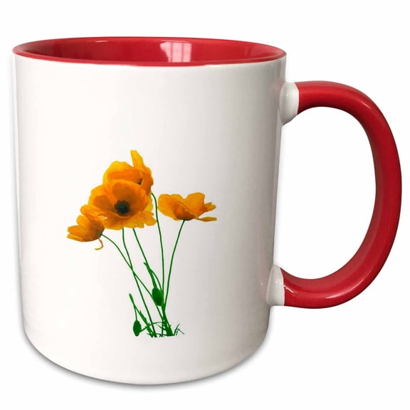 3drose, Orange Poppy Artistic Design Vector, 11oz Two-tone Red Mug