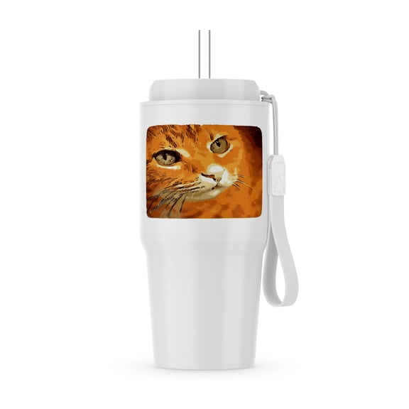 3dRose, Orange Tabby Cat Face Black Outline Art, 20oz Tumbler