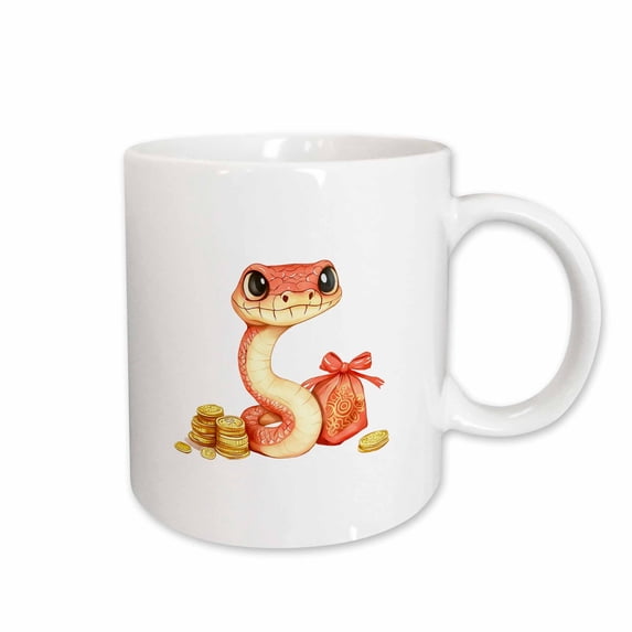3drose, Orange and Yellow Snake - Chinese Zodiac 2025 Queen. Get Money Gift, 15oz Mug
