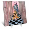 thumbnail image 1 of 3dRose, Orange princess in blue and black checkered hallway with pink pillars, 6x6 Desk Clock, 1 of 1