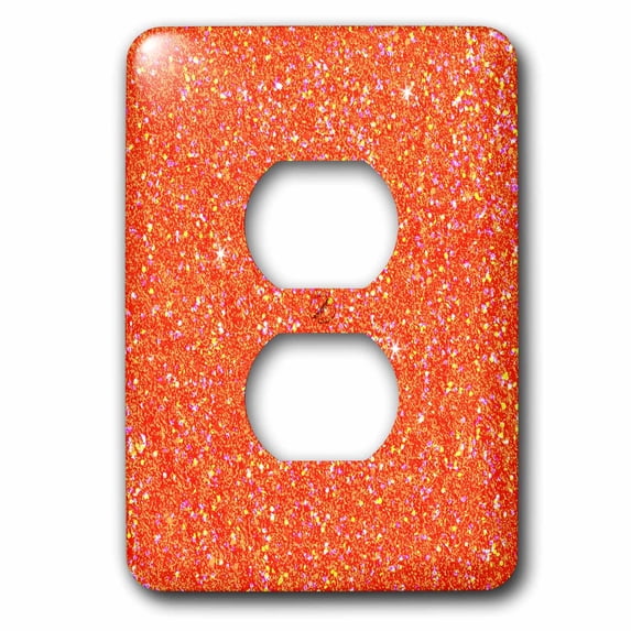 3dRose, Orange with Gold and White Glittery Looking Pattern, 2 plug outlet cover