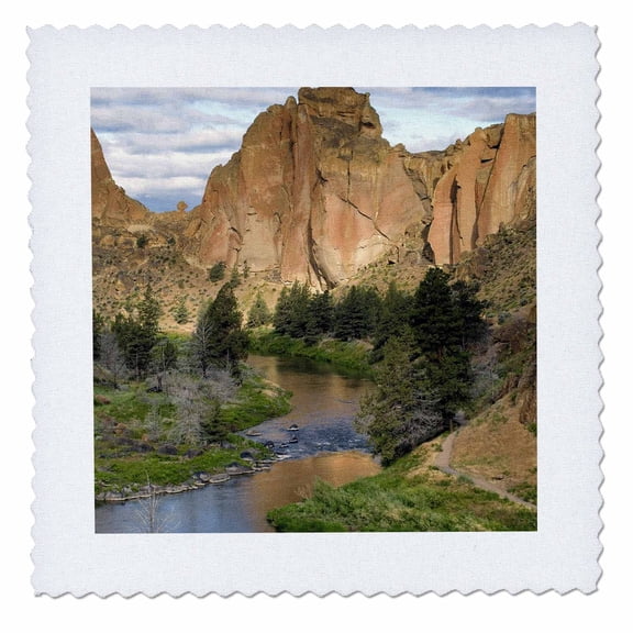 3dRose, Oregon, Smith Rocks SP. Rock faces, Crooked River - US38 RER0165 - Ric Ergenbright, 10x10 inch quilt square