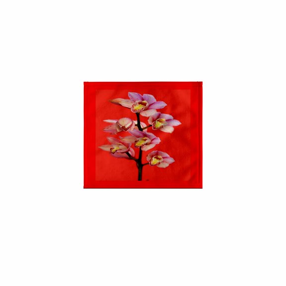 3dRose, Oriental Pink Orchids On Red, 11x12 Wash Cloth for Face and Body