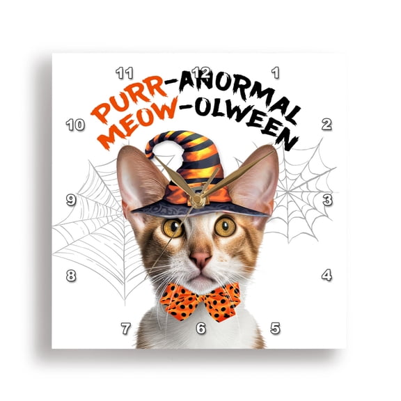3dRose, Oriental Shorthair Halloween Kitty Cat in a Wizard Costume, 10x10 Wall Clock