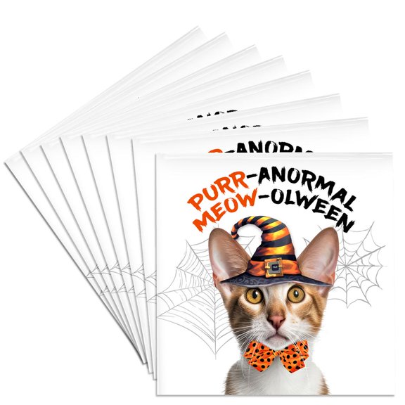 3dRose, Oriental Shorthair Halloween Kitty Cat in a Wizard Costume, Set of 8 Ceramic Tile Coasters