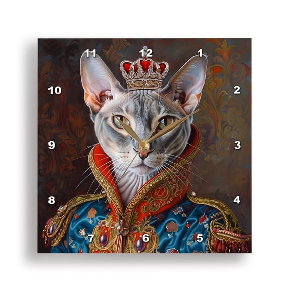 3dRose, Oriental Shorthair Royal Portrait Feline Majesty, 15x15 Wall Clock
