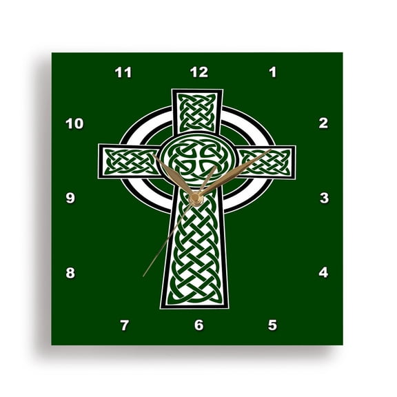 3dRose, Ornamental Celtic High Cross Decorative Knotwork 2, 15x15 Wall Clock