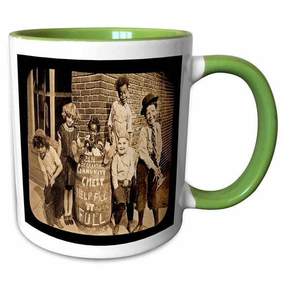 3drose, Our Gang 1920s Sepia, 11oz Two-tone Green Mug