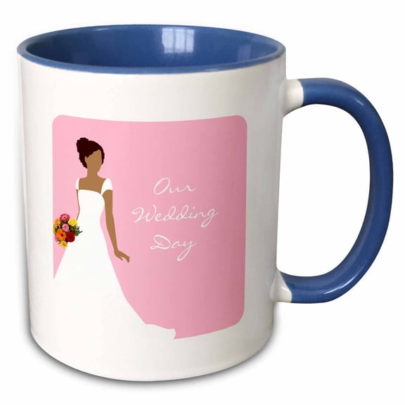 3drose, Our Wedding Day - African American Bride Pink, 11oz Two-tone Blue Mug
