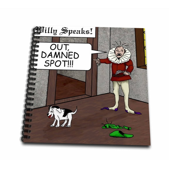 3dRose, Out Damned Spot Humor Shakespeare Cartoon, Mini Notepad 4 x 4 inch