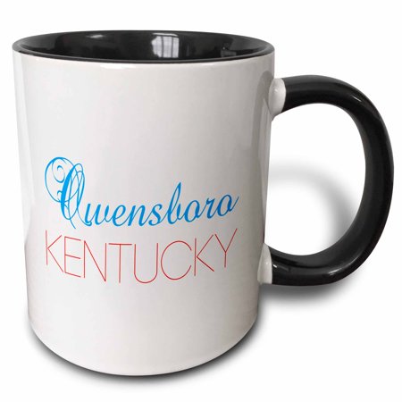 3drose, Owensboro, Kentucky Blue, Red Text. Patriotic Home Town Design, 15oz Two-tone Black Mug