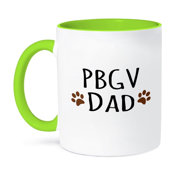 3dRose, PBGV Dog Dad - Petit Basset Griffon Vendeen - Doggie by breed Brown paw prints Doggy lover pet owner, 11oz Two-Tone Green Mug
