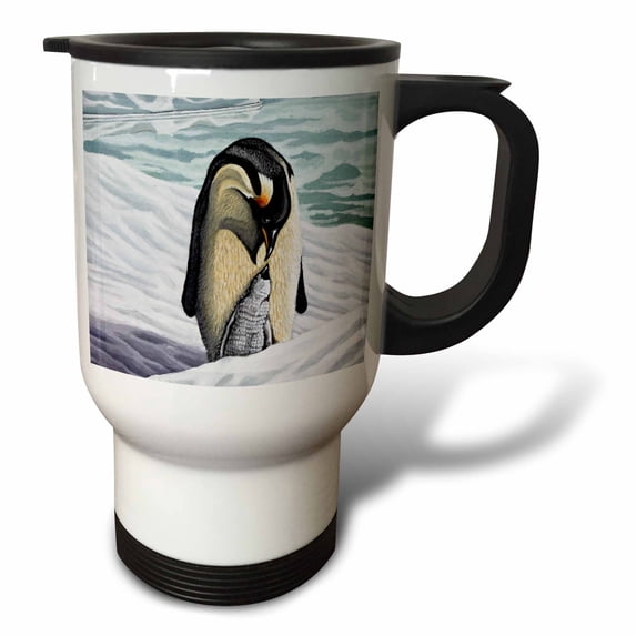 3drose, Penguin Mother, 14oz Stainless Steel Travel Mug