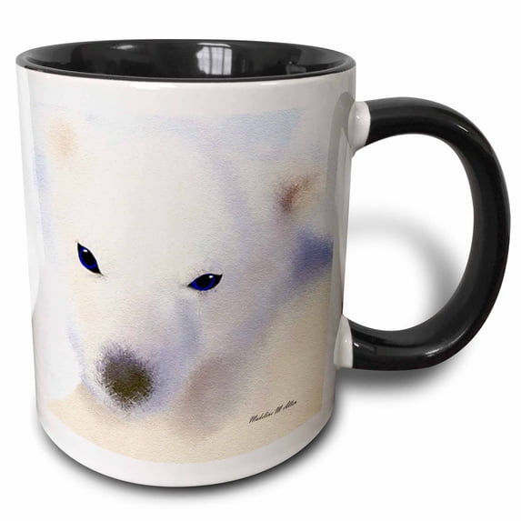 3drose, Polar Bear - D, 15oz Two-tone Black Mug