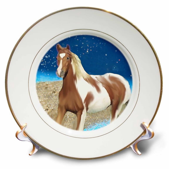3dRose, Paint Horse, 8 inch Porcelain Plate