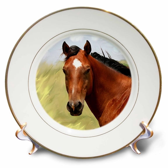 3dRose, Paint Horse Portrait, 8 inch Porcelain Plate