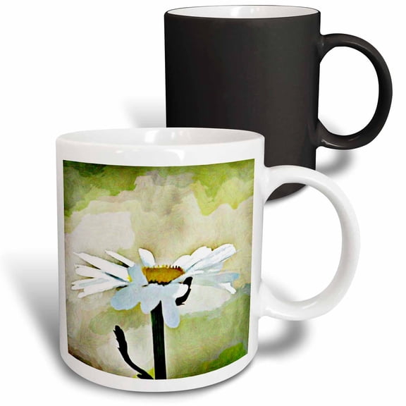 3drose, Painted Daisy - Flowers - White Floral Art, 11oz Magic Transforming Mug
