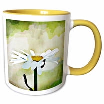 3drose, Painted Daisy - Flowers - White Floral Art, 11oz Two-tone Yellow Mug