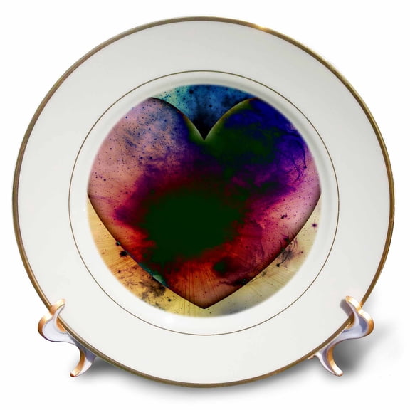 3dRose, Painted Heart Abstract- Love- Art, 8 inch Porcelain Plate