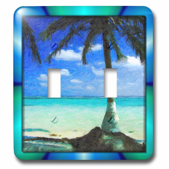 3dRose, Painted Palm Tree, double toggle switch