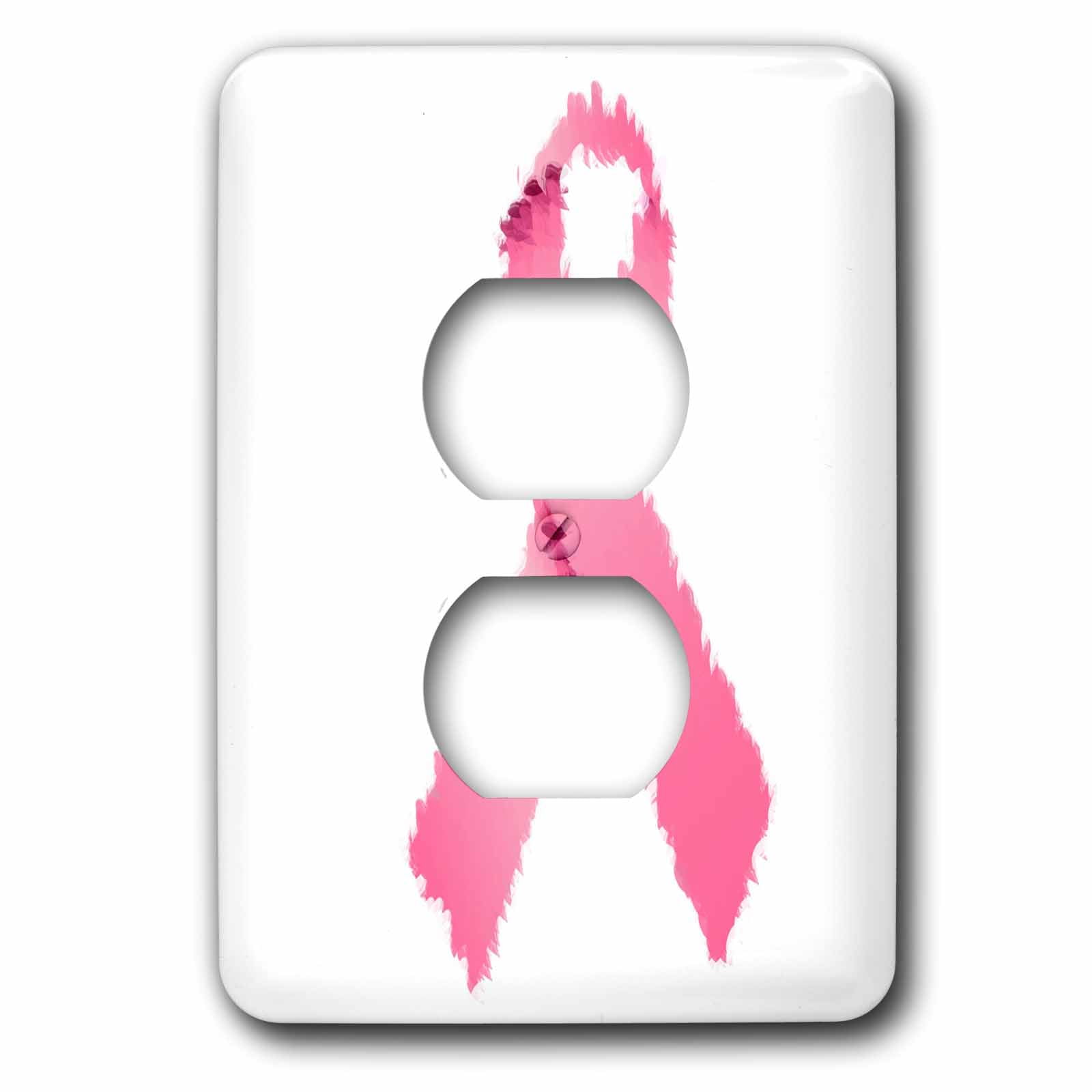 3dRose, Painted Pink Ribbon - Art- Breast Cancer Awareness, 2 plug outlet cover