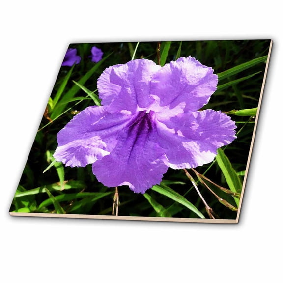 3dRose, Painted Purple Flower, 12 Inch Ceramic Tile