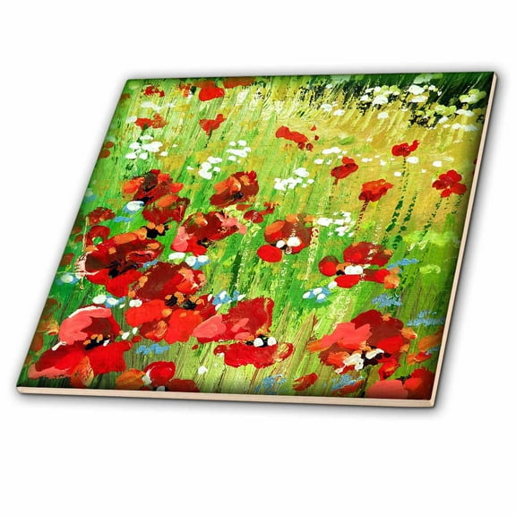 3dRose, Painted Red Poppy, 8 Inch Ceramic Tile