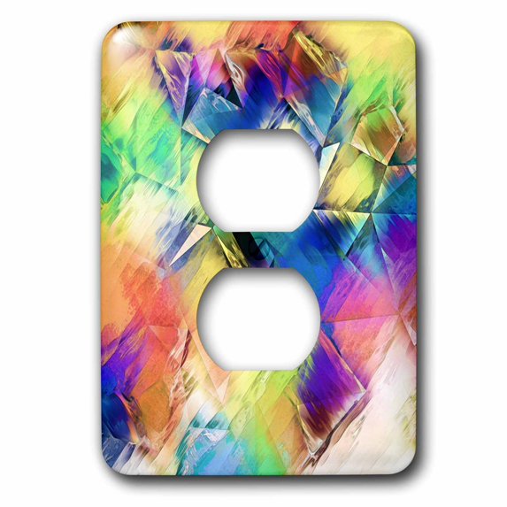 3dRose, Painting Light To Shapes - colorful artistic abstract with textures, 2 plug outlet cover