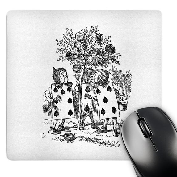3dRose, Painting the Roses Red. Alice in Wonderland John Tenniel illustration, MousePad