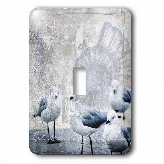 3dRose, Painting with sea gulls and handwritten elements , single toggle switch