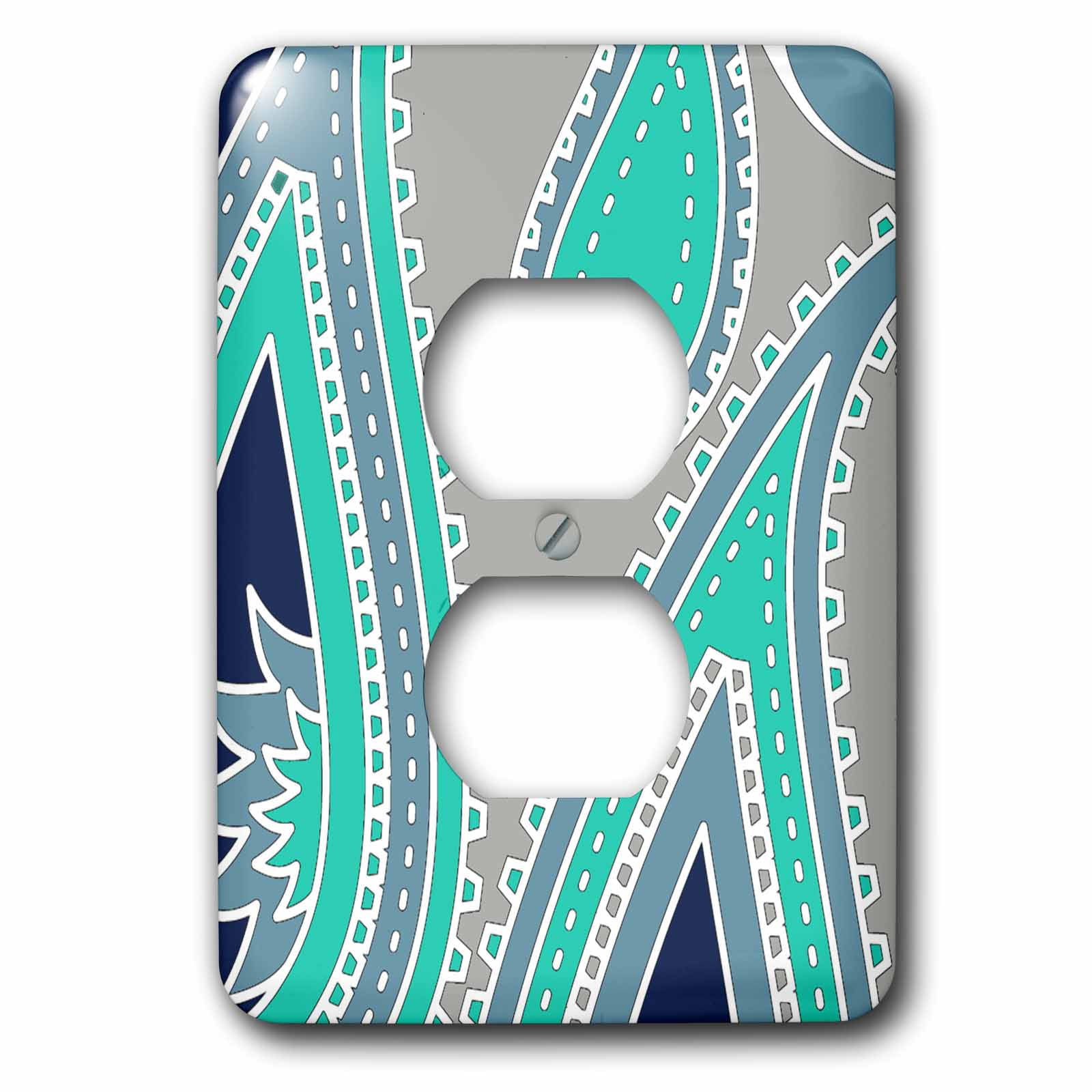 3dRose, Paisley Up Close Design In Turquoise and Blue, 2 plug outlet cover