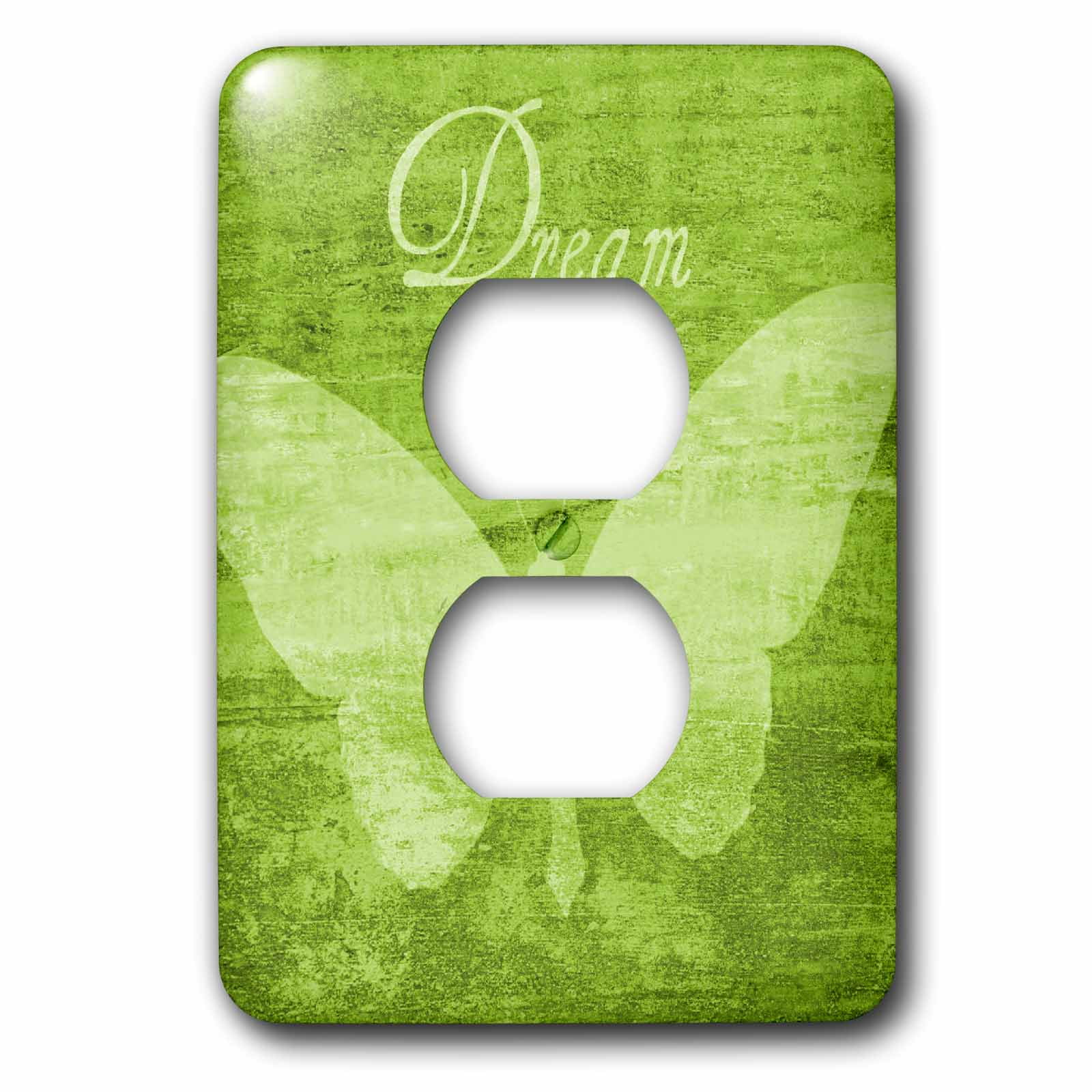 3dRose, Pale Green Dream Butterfly- Inspirational Art, 2 plug outlet cover