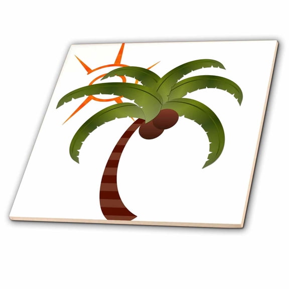 3dRose, Palm Tree and the Sun, 12 Inch Ceramic Tile
