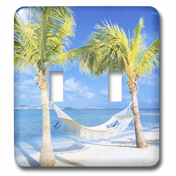 3dRose, Palm Trees and Hammock With Ocean, double toggle switch